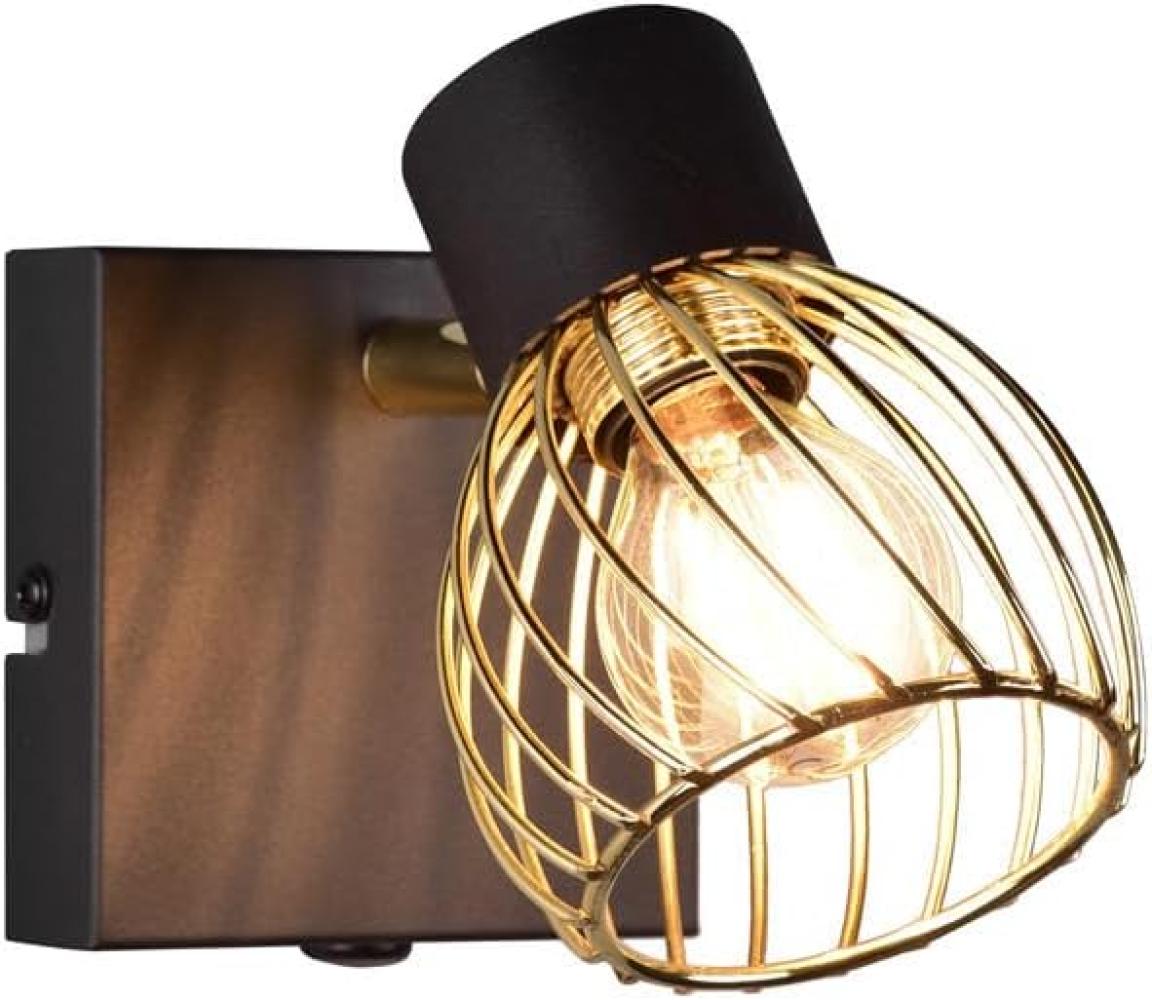 LED Wandstrahler mit Gitter Lampenschirm in Gold, Höhe 16cm Bild 1