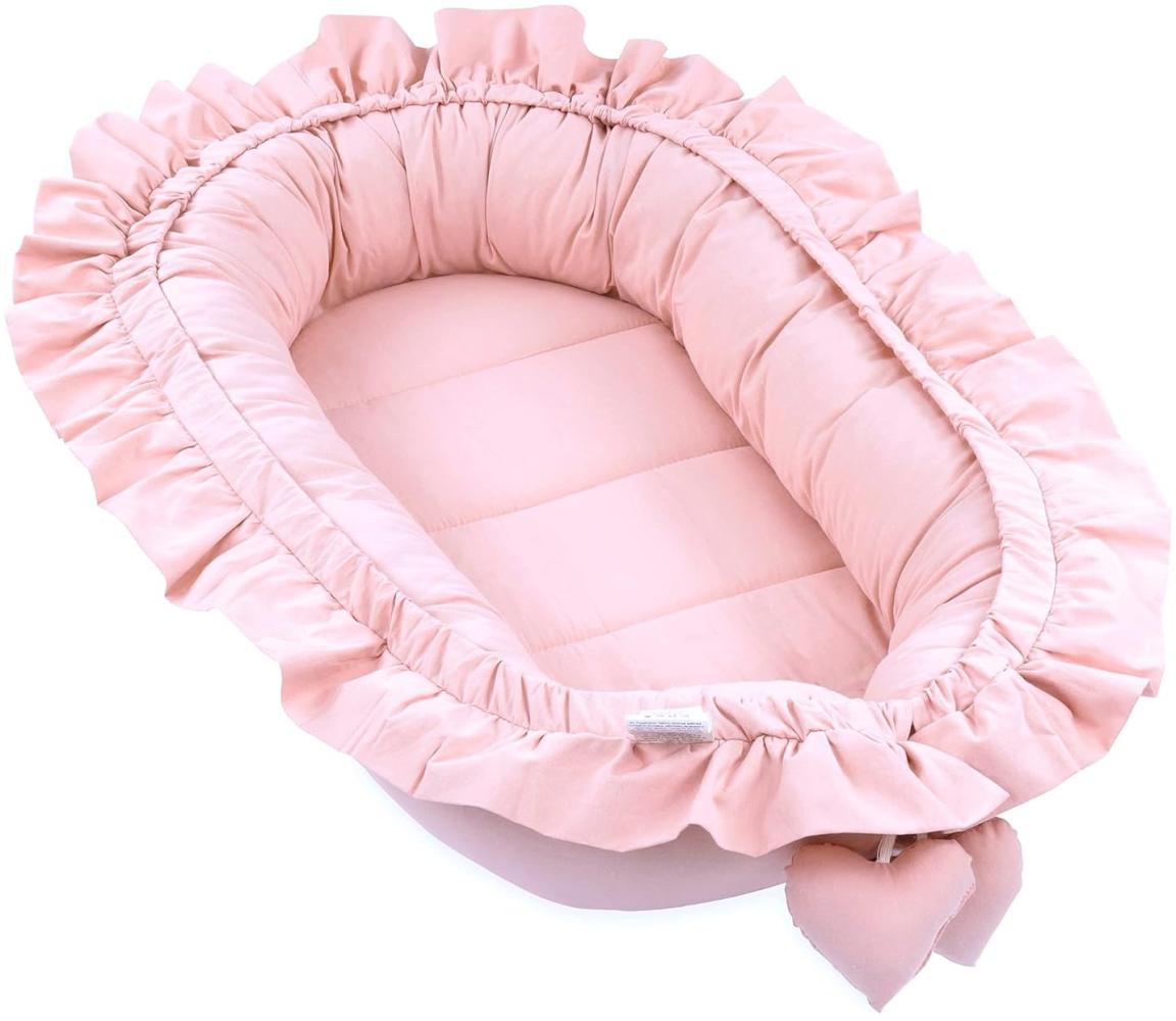 Babynestchen Baumwolle Kuschelnest für Neugeborene 90x50 cm - Baby Nestchen Bett Kokon Baumwolle Schmutziges Rosa Bild 1