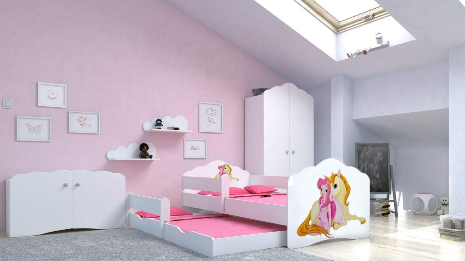 Angelbeds 'Fala' Kinderbett 80x160 cm, Motiv E5, inkl. Flex-Lattenrost, Schaummatratze und Schubbett Bild 1