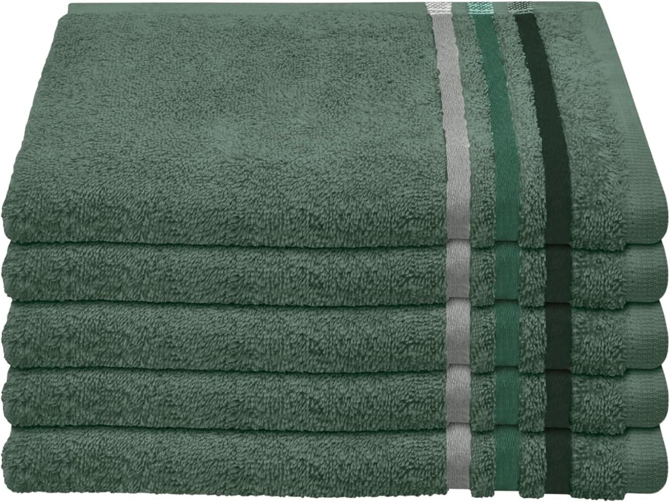 Schiesser Frottier Gästetücher Skyline Color im 5er Set aus kuschelweicher Baumwolle, Made IN Green, Farbe:Dunkelgrün, Größe:30 cm x 50 cm Bild 1