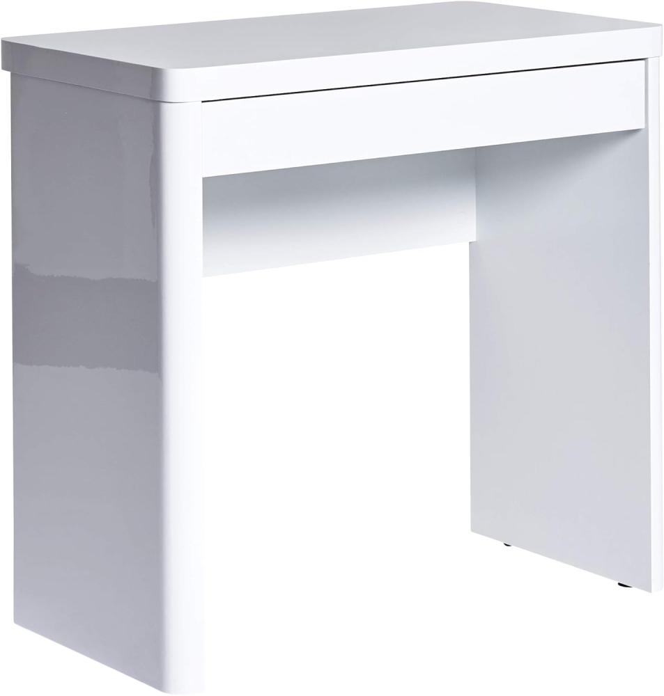 Amazon Marke - Movian Mjøsa - Kompakter Schreibtisch mit 1 Schublade, 79 x 44 x 76 cm, Hochglanz Weiß Bild 1