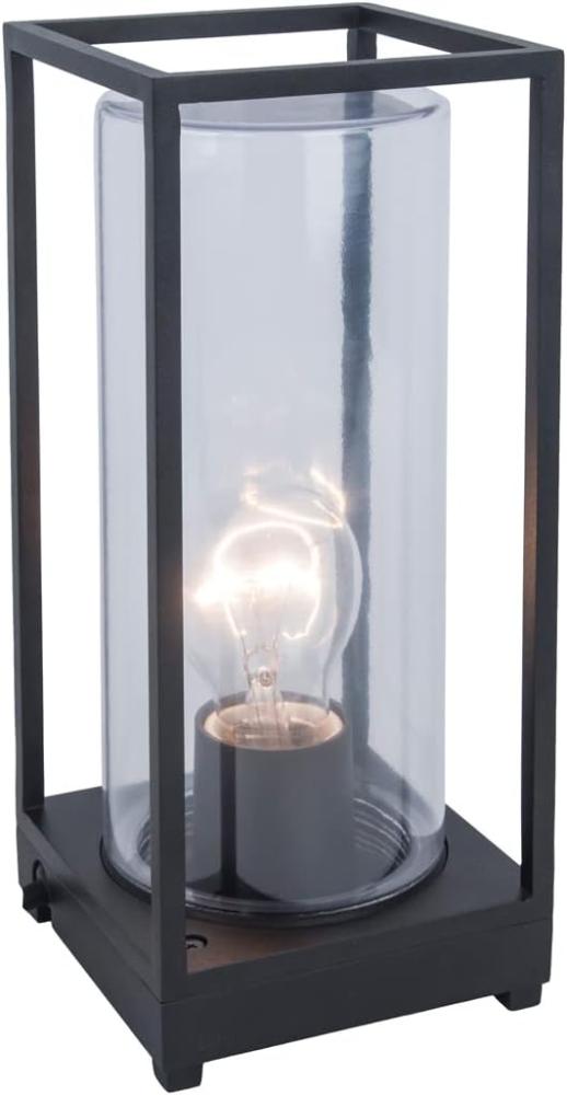 LED Außen Tischleuchte Laterne in Schwarz mit Glas Höhe 27,2 cm Bild 1