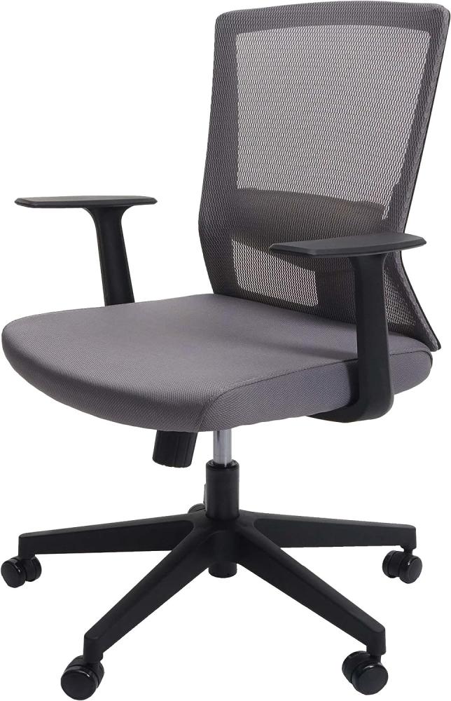 Bürostuhl HWC-J90, Schreibtischstuhl, ergonomische S-förmige Rückenlehne, verstellbare Taillenstütze ~ grau Bild 1