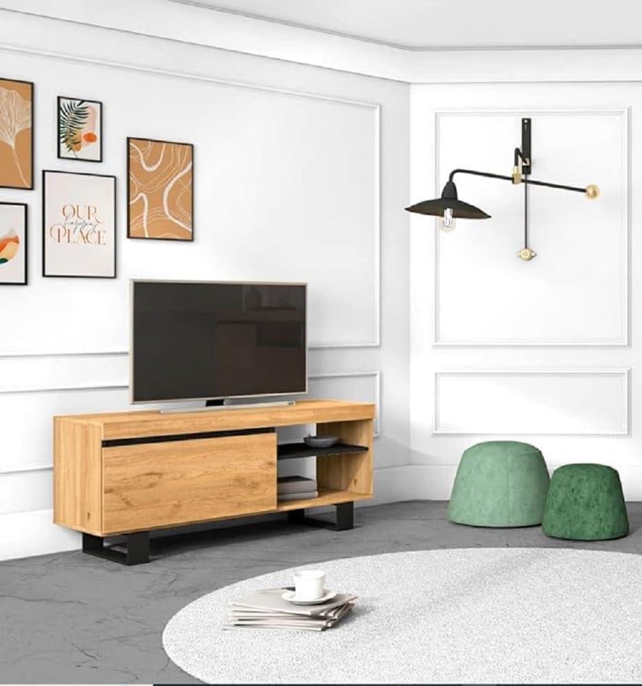 Skraut Home Fabelhaftes funktionales TV-Möbel für Ihr Wohnzimmer, Schwarz, 120x40x53cm Bild 1