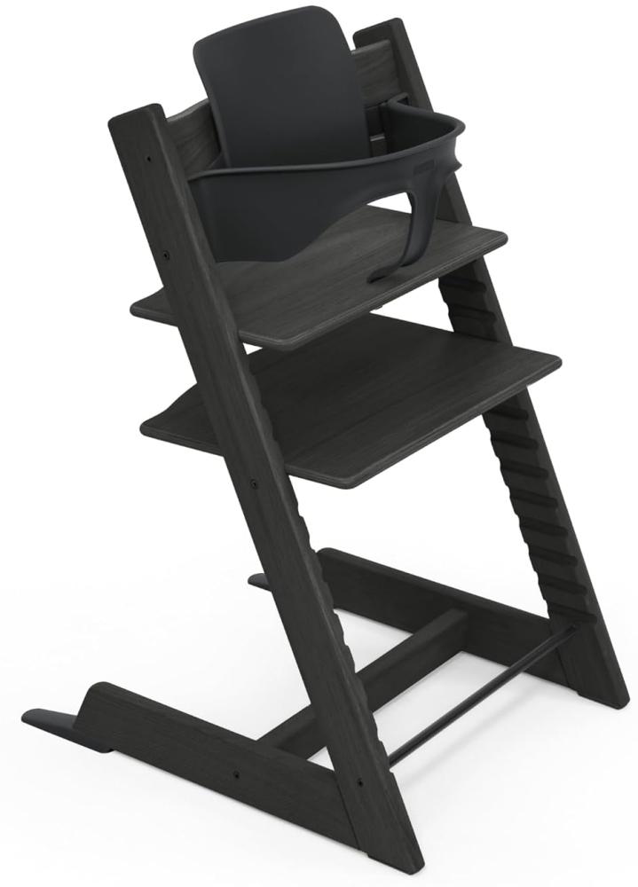 Tripp Trapp Hochstuhl von Stokke (Black Eichenholz) mit Baby Set (Black) - Verstellbarer, anpassbarer Stuhl für Kleinkinder, Kinder & Erwachsene Bild 1