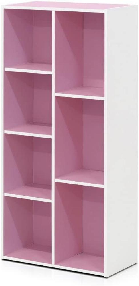 Furinno offenes Bücherregal mit 7 Fächern, holz, Weiß/Rosa, 49. 5x 23. 9 x 105. 9 cm Bild 1