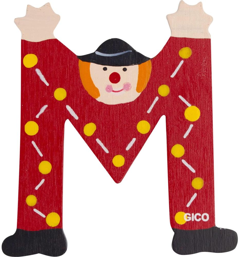Holzbuchstaben Name Kinderzimmer groß Deko für die Tür, lustige Clowns, A-Z, Höhe ca. 9 cm, Holz Buchstabe 7361 (M) Bild 1