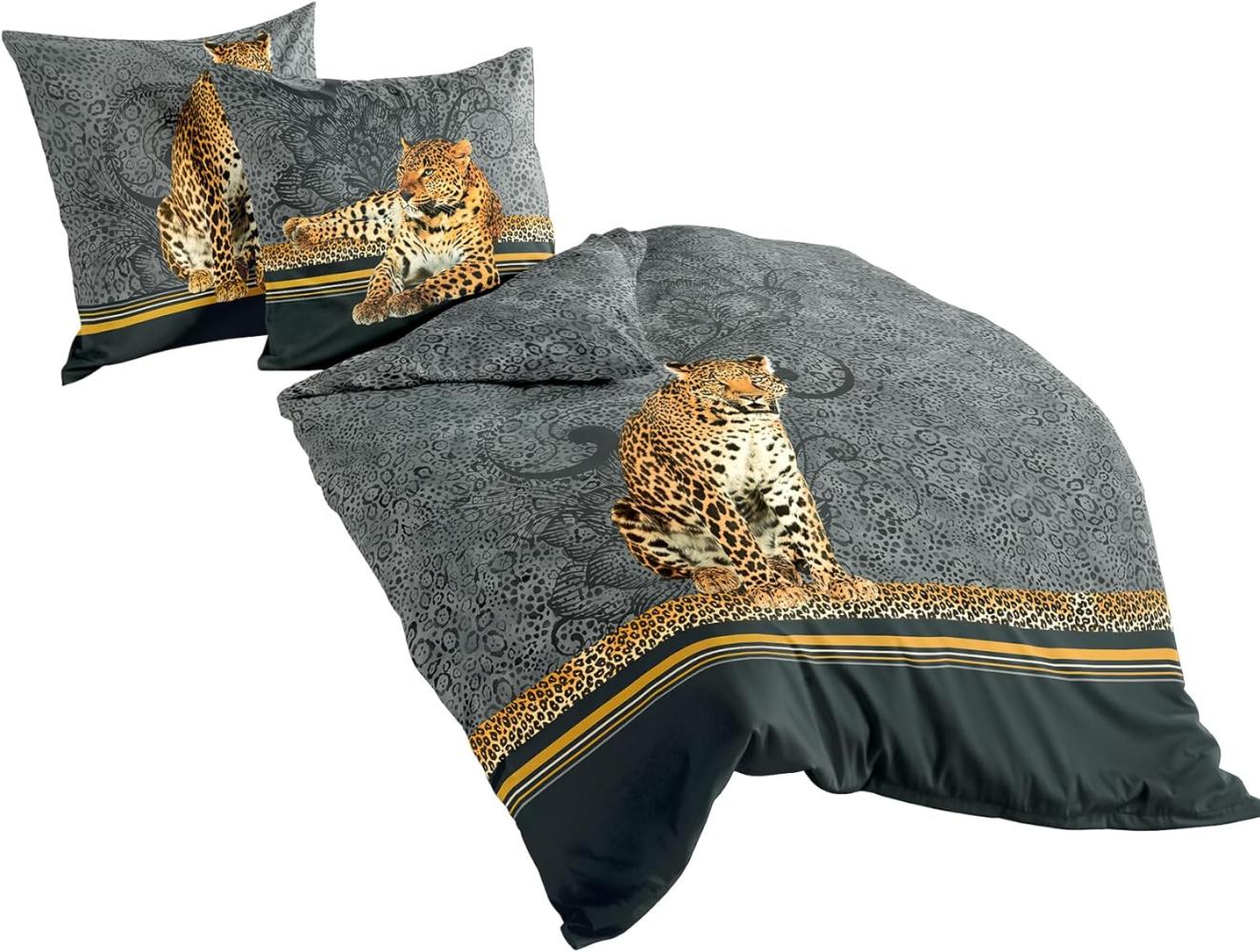 Traumschloss Mako-Satin Digitaldruck Bettwäsche Garnitur - 5179_01 - Leopard, anthrazit 135x200 / 80x80 Bild 1