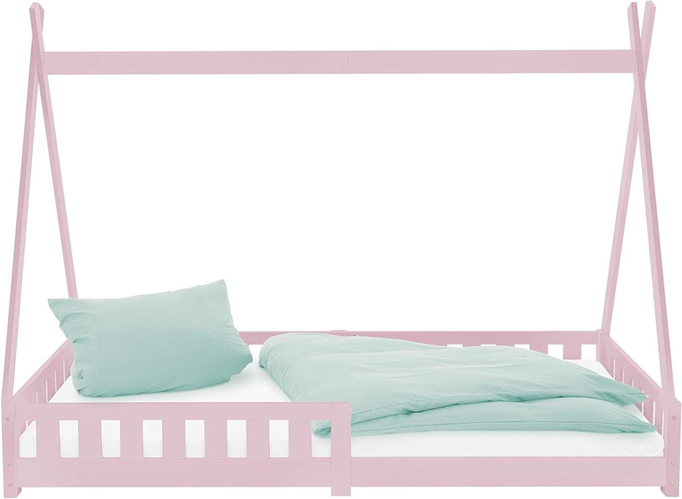 Kinderbett mit Rausfallschutz und Lattenrost 80x160 cm Weiß aus Kiefernholz ML-Design Bild 1