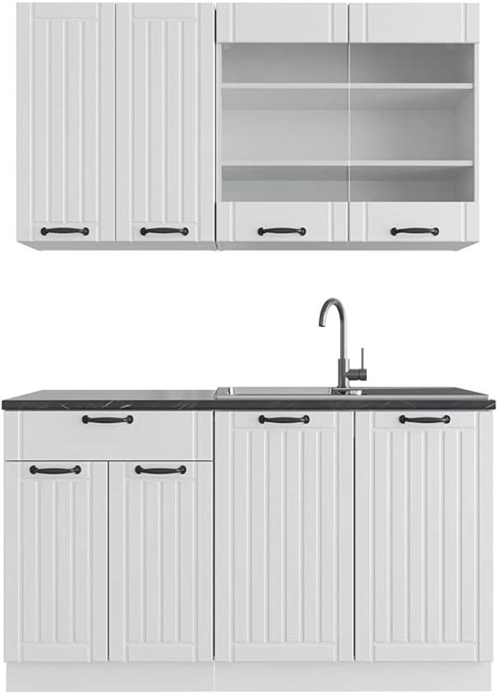 Vicco Küchenzeile Single Einbauküche Landhaus 140 cm Küchen Fame-Line Weiß Bild 1