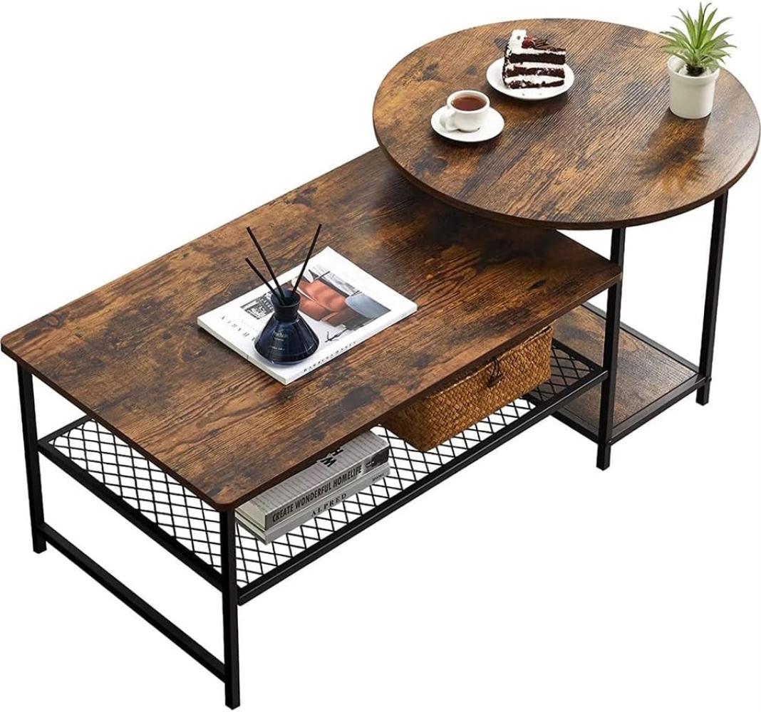 BAKAJI Beistelltisch 2 in 1 teilbar Industrial Design 4 Ablagen Tisch, Metall Holzwerkstoff, Standard Bild 1