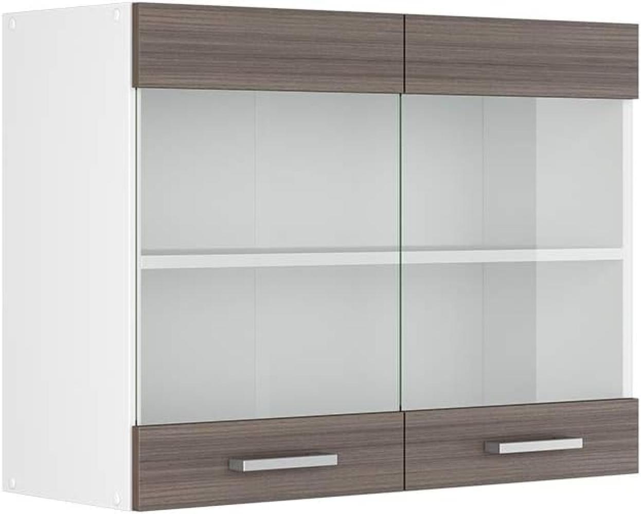 Vicco Küchenschrank R-Line Hängeschrank Unterschrank Küchenzeile Küchenunterschrank Arbeitsplatte, Möbel verfügbar in anthrazit und weiß (edelgrau ohne Arbeitsplatte, Hängeglasschrank 80 cm) Bild 1