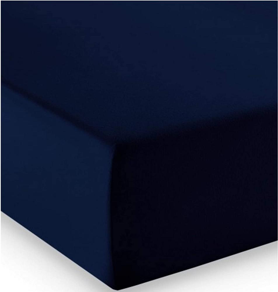 fleuresse Mako-Jersey-Spannlaken Comfort Farbe Nachtblau 6061 Größe: 180x200 cm Bild 1