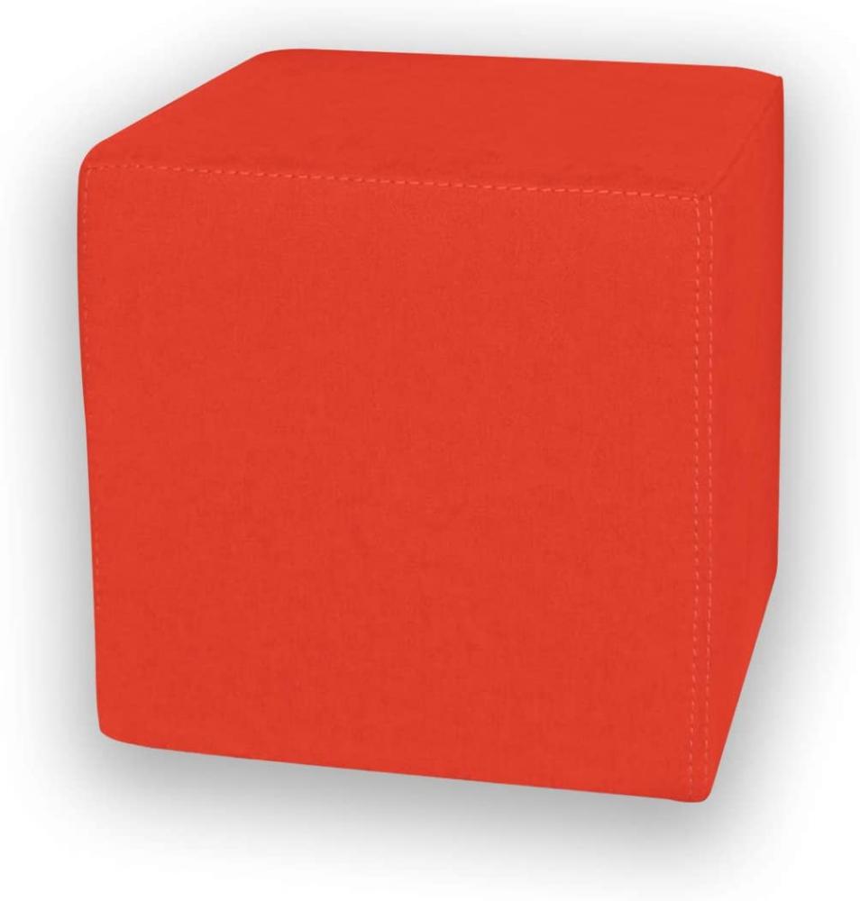 Betten-ABC Kubi Sitzwürfel, mit Polsterstoff, mit Füßen, in fünf Farben : Rot-Orange Bild 1
