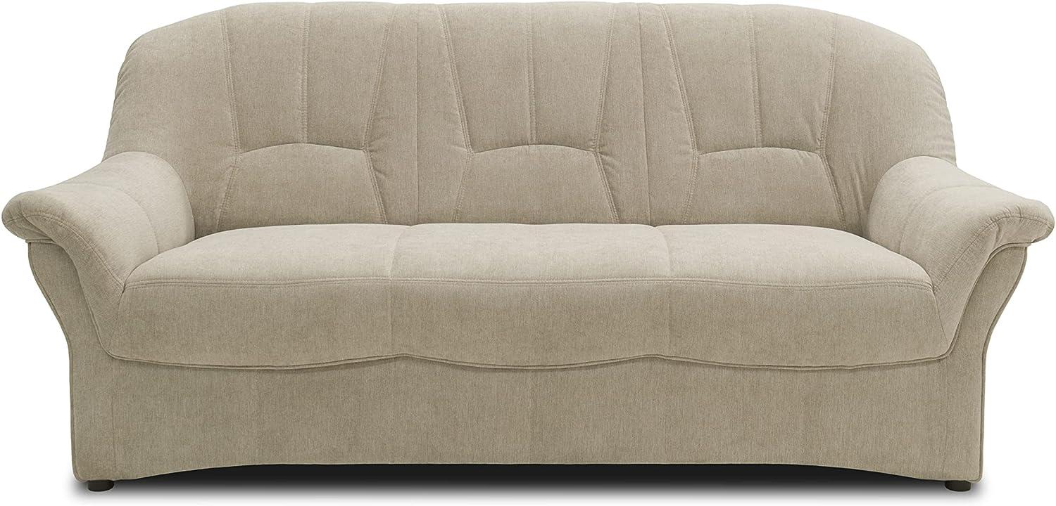 DOMO Collection Bahia FK Sofa, 3er Couch mit Federkernpolsterung, Federkernsofa in klassischem Design, 3 Sitzer, Polstermöbel, beige-grau, 200 cm Bild 1