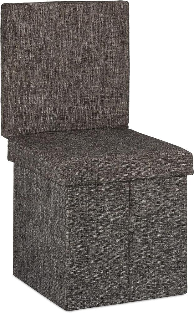 Relaxdays Faltbarer Sitzhocker mit Lehne HBT 73 x 38 x 38 cm stabiler Sitzcube mit praktischer Fußablage als Sitzwürfel und Sitzbank Leinen als Aufbewahrungsbox und Deckel zum Abnehmen, braun Bild 1