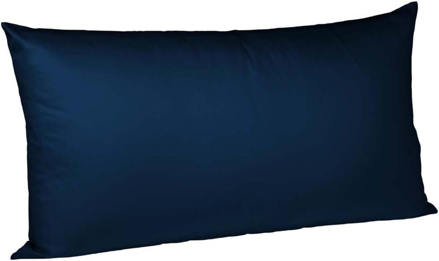Fleuresse Uni Interlock Jersey Bettwäsche Colours | Kissenbezug einzeln 40x80 cm | dunkelblau Bild 1