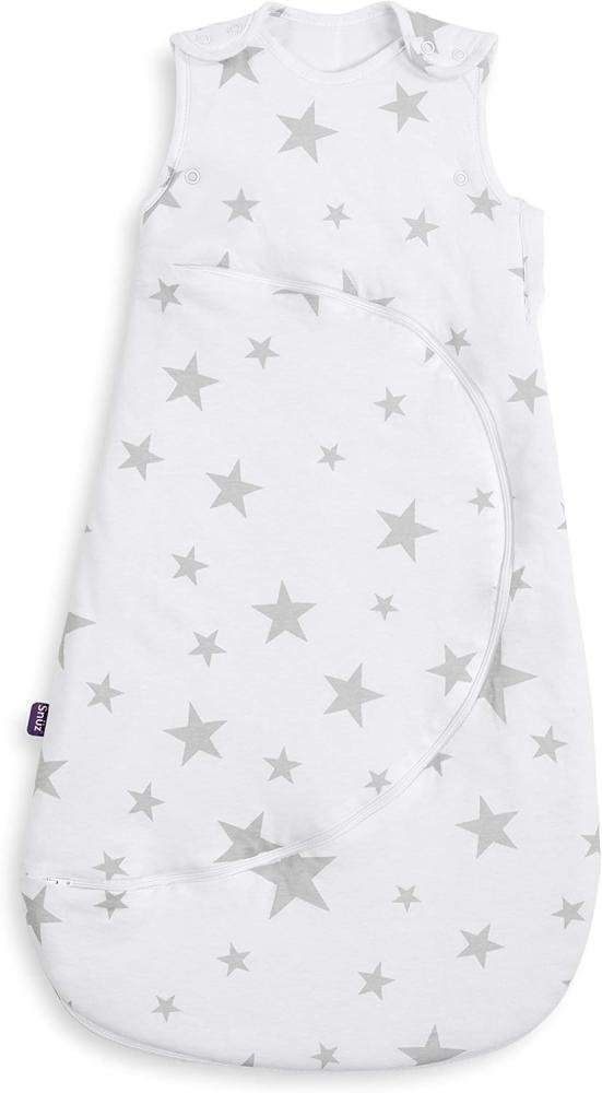 SnüzPouch Baby Schlafsack, 2. 5 Tog - Graues Sternchen Design - Weiche 100% Baumwolle mit Reißverschluss für einfaches Windelwechseln - 0-6 Monate Bild 1