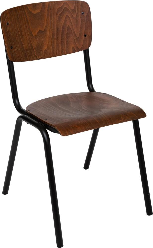 Stuhl im Schul-Stil, Holz, schwarz, Höhe 83 cm, Kolonial - Atmosphera Bild 1