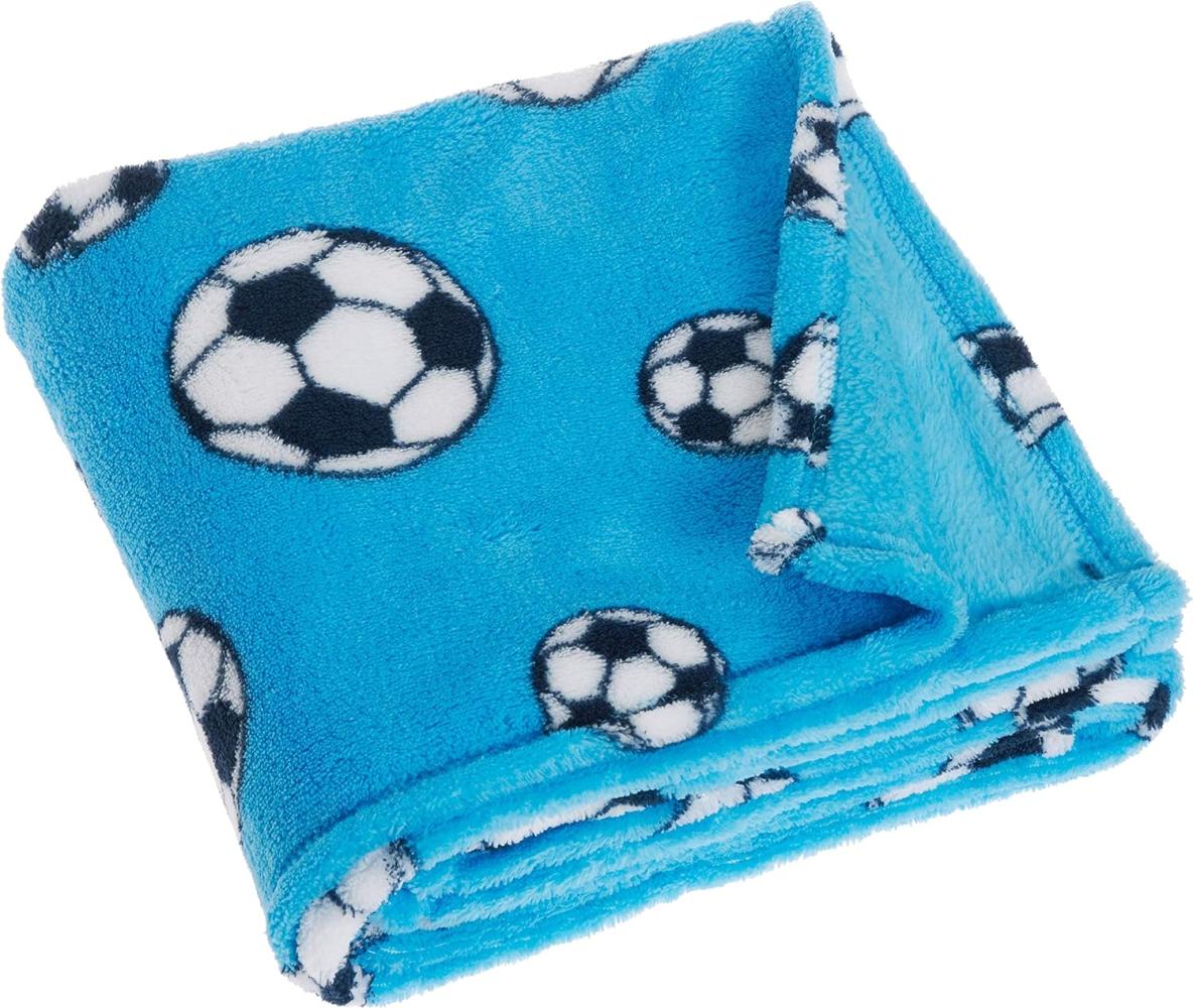 Playshoes Fleece-Decke Fußball blau Gr. 75x100cm Bild 1