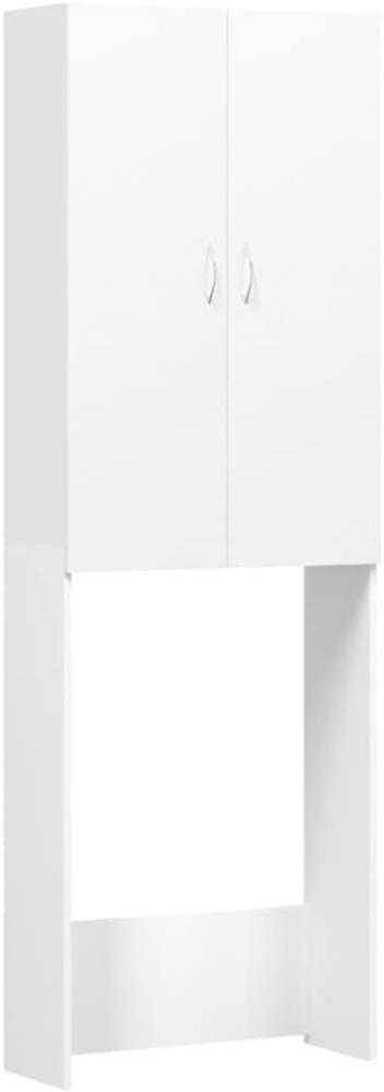 vidaXL Waschmaschinenschrank mit 2 Türen 3 Fächern Badmöbel Badschrank Badregal Badezimmerschrank Hochschrank Schrank Weiß 64x25,5x190cm Bild 1