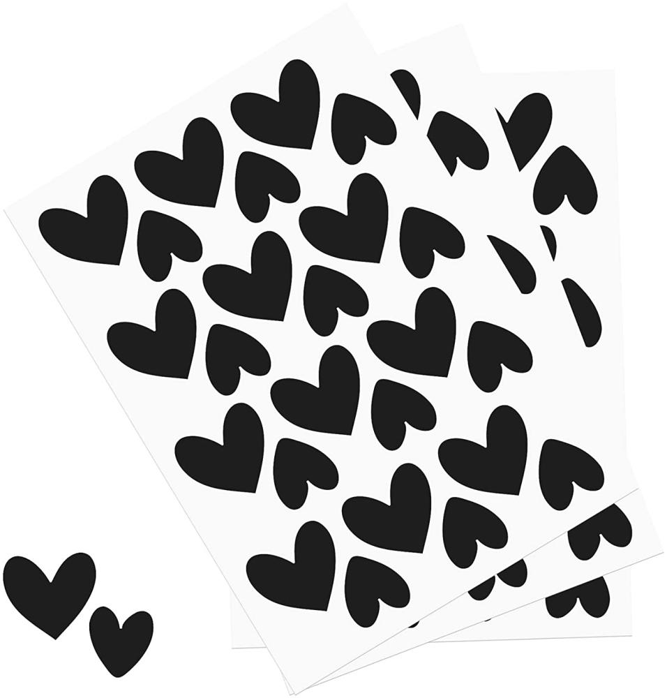 Y014 Herzen Set Wandtattoo Aufkleber Herz Dekor Sticker für Kinderzimmer Babyzimmer (Schwarz) Bild 1