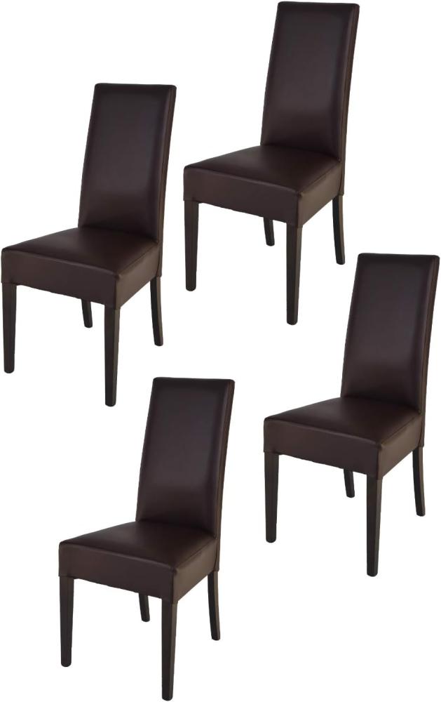 Tommychairs - 4er Set Moderne Stühle LUISA für Küche und Esszimmer, robuste Struktur aus lackiertem Buchenholz Farbe Wengeholz, Gepolstert und mit Kunstleder in der Farbe Mokka bezogen Bild 1