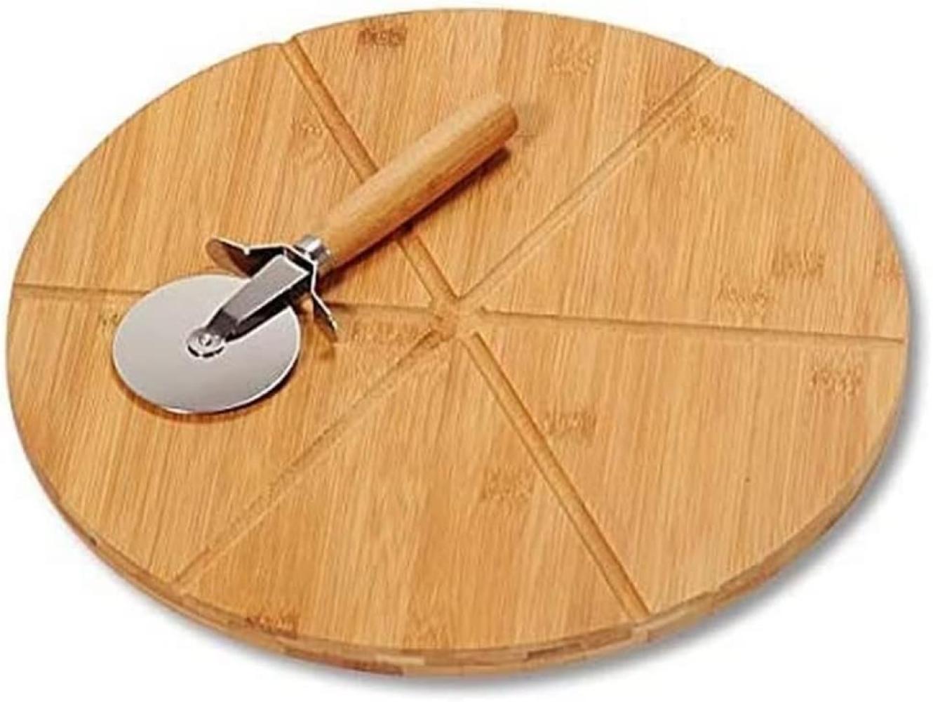 KESPER 58462 Pizzateller 32 cm aus Bambus mit extra Pizzaschneider / Holzteller / Pizzaunterlage / Pizza-Holzteller / Holzgeschirr Bild 1