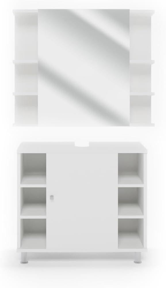 Vicco Badmöbel Set Fynn 2-teilig Spiegelschrank Unterschrank Weiß Bild 1