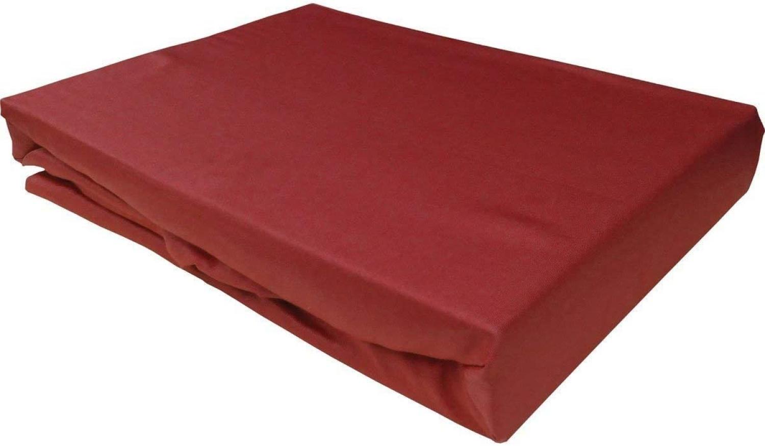 Bettwaesche-mit-Stil Mako-Satin Spannbettlaken rot 160x200cm Höhe 5-10cm Bild 1