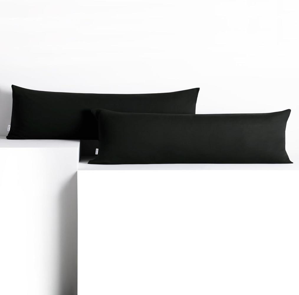 DecoKing 2 Kissenbezüge 20x120 cm Jersey Baumwolle Reißverschluss schwarz Amber Bild 1