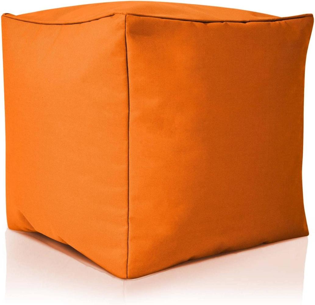 Green Bean© Sitzsack-Hocker "Cube" 40x40x40cm mit EPS-Perlen Füllung - Fußhocker Sitz-Pouf für Sitzsäcke - Sitzhocker Orange Bild 1