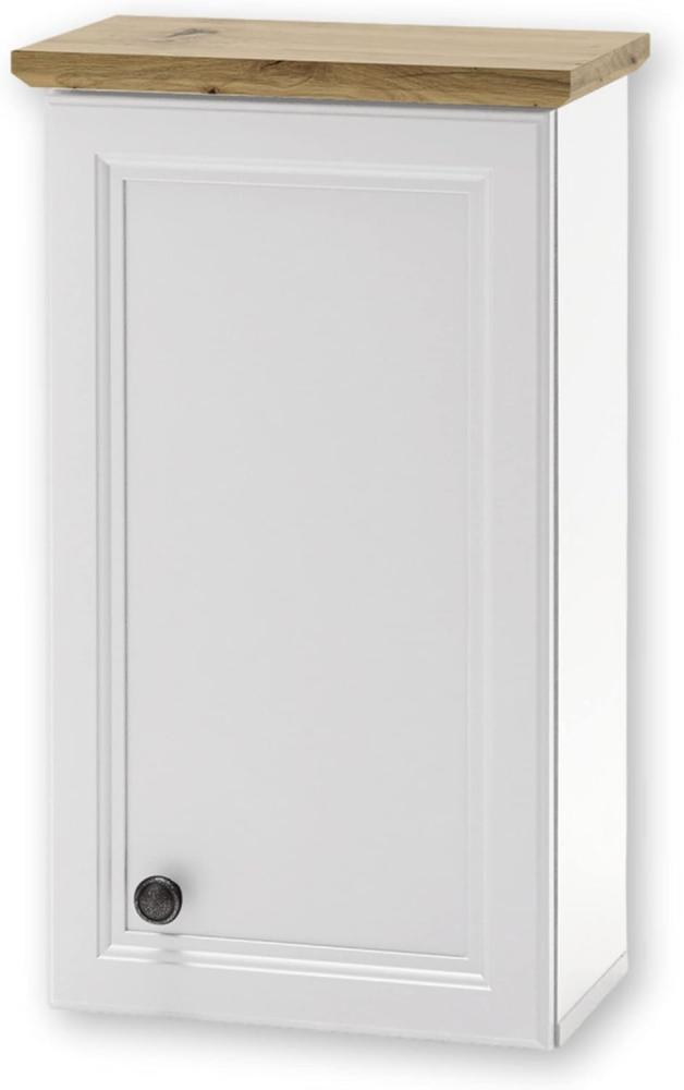 TOSKANA Badezimmer Hängeschrank in Artisan Eiche Optik, Weiß - Landhausstil Badezimmerschank mit viel Stauraum - 41 x 70 x 24 cm (B/H/T) Bild 1
