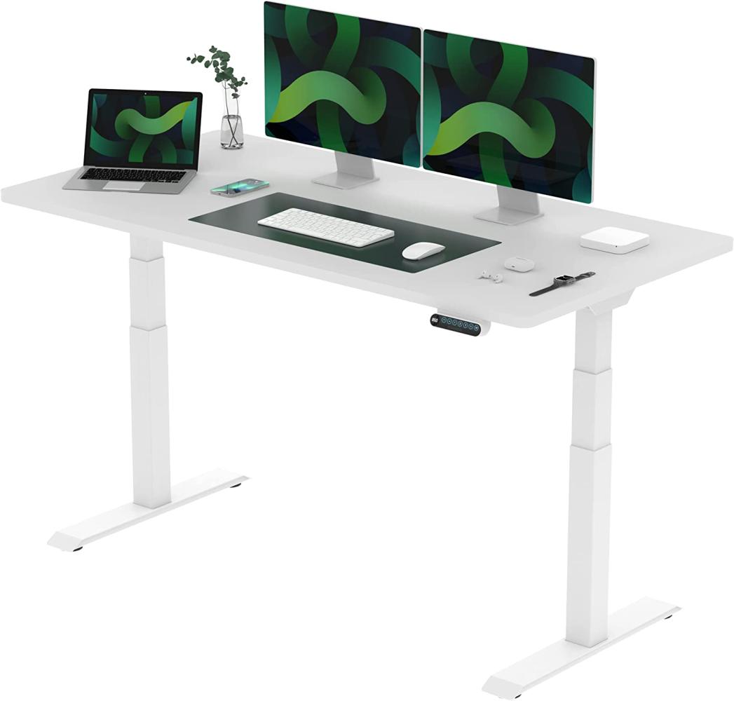 Flexispot Höhenverstellbarer Schreibtisch Elektrisch mit Tischplatte (Weiß, Gestell Weiß, 160x80 cm) Bild 1