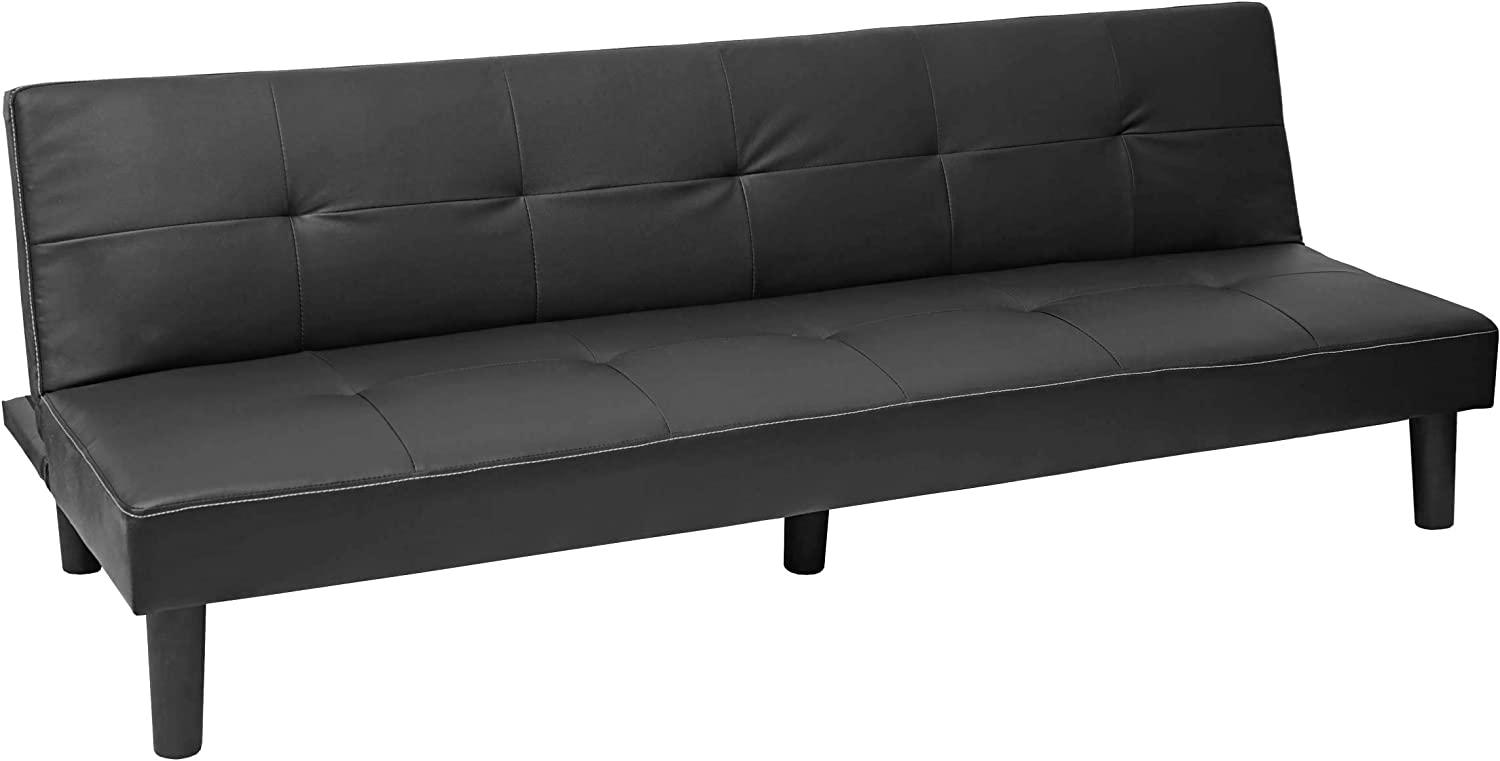 3er-Sofa HWC-G11, Couch Schlafsofa Gästebett Bettsofa Klappsofa, Schlaffunktion 195cm ~ Kunstleder, schwarz Bild 1