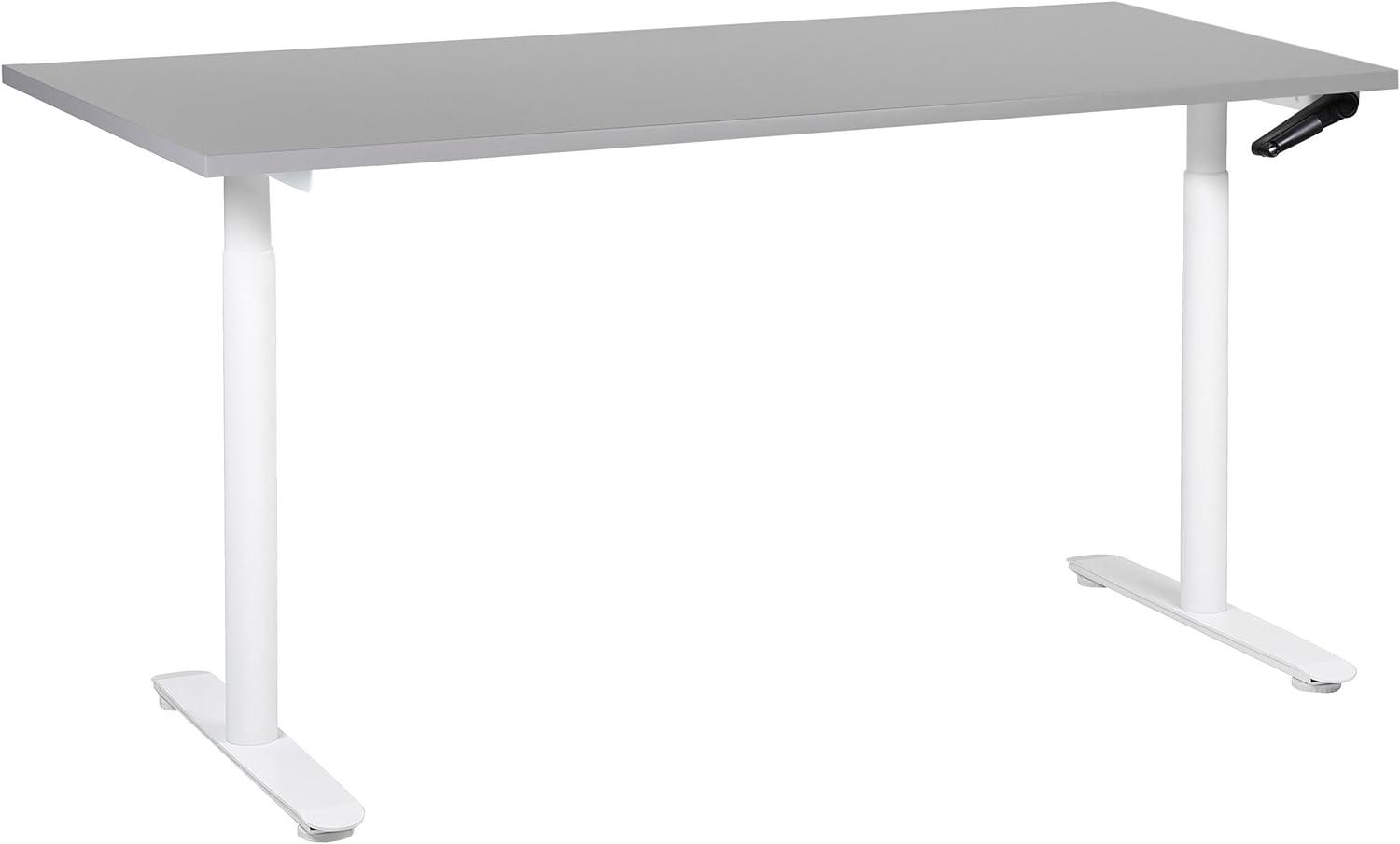 Schreibtisch grau weiß 160 x 72 cm manuell höhenverstellbar DESTINAS Bild 1