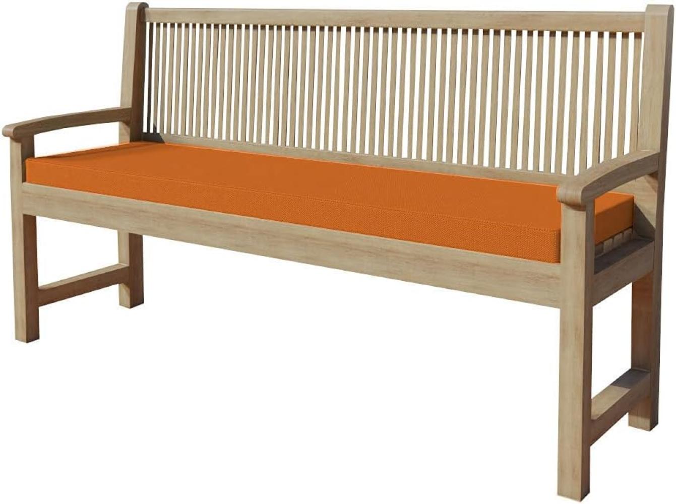 chilly pilley Bankkissen Bankauflage Polsterauflage Reißverschluss mit Schlaufen Kissen für Gartenbank Gartenbankauflage für Gartenmöbel Sitzkissen & Rückenkissen Outdoor (140 x 40 x 5 cm, Orange) Bild 1