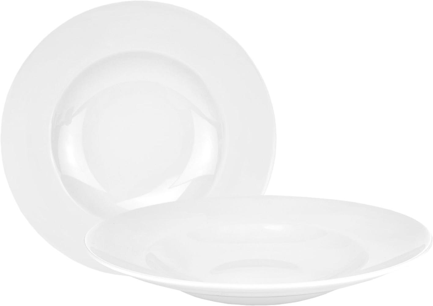 2erset Pasta Bowl 500ml Ø30cm tiefer Menüteller Nudelteller edles Porzellan klassisch weiß rund Bild 1
