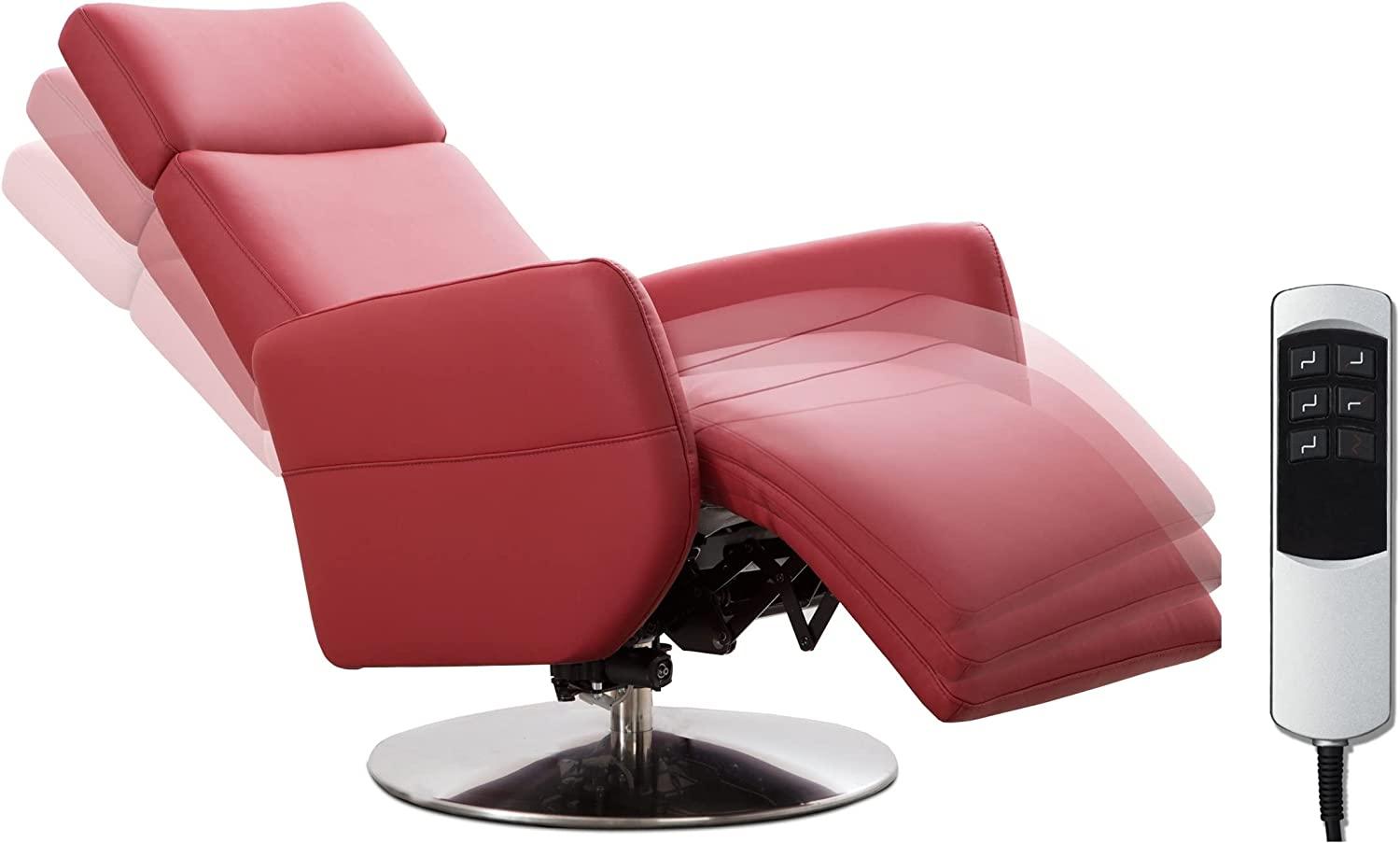 Cavadore TV-Sessel Cobra / Fernsehsessel mit 2 E-Motoren und Akku / Relaxfunktion, Liegefunktion / Ergonomie S / 71 x 108 x 82 / Echtleder Rot Bild 1