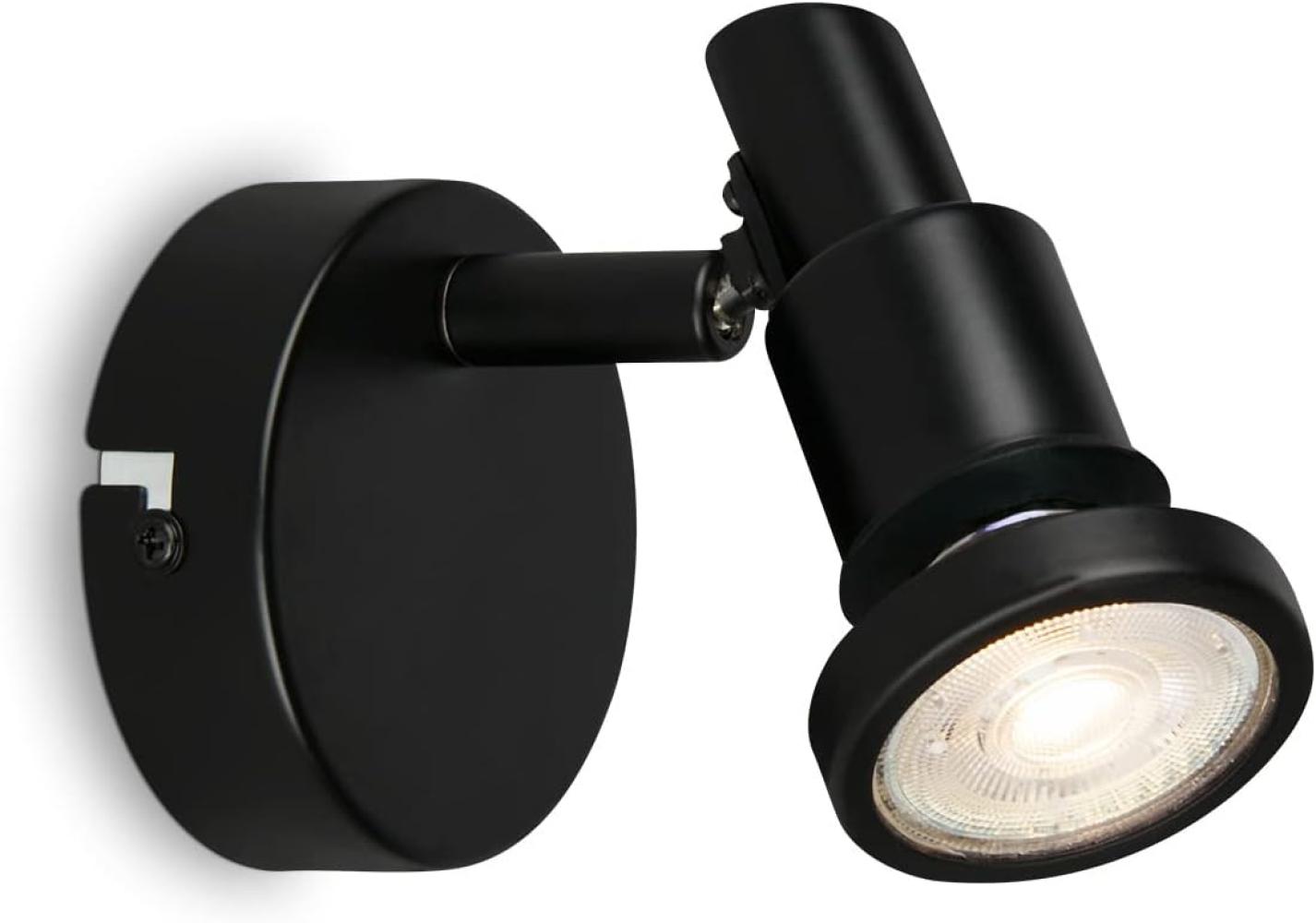 BRILONER Leuchten - LED Wandleuchte Badezimmer, verstellbar, LED Wandlampe Bad, IP44, warmweiße Lichtfarbe, GU10, Schwarz, 80x106 (DxH) Bild 1