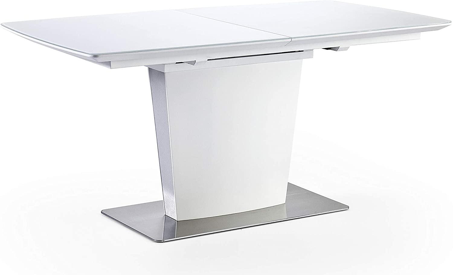 Esstisch HANJO Tisch in weiß matt Lack mit Synchronauszug Bild 1