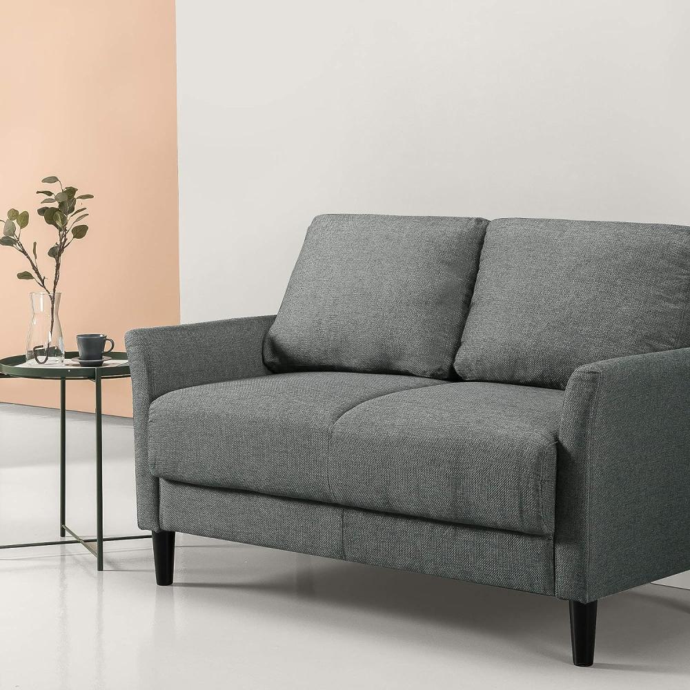 ZINUS Jackie Loveseat Sofa | Zeitgenössisch | Einfache Montage ohne Werkzeug | Ausgestellte Lehnen | Schmal zulaufende Beine | Sofa in einer Box | Grüne Steinfarbe Bild 1