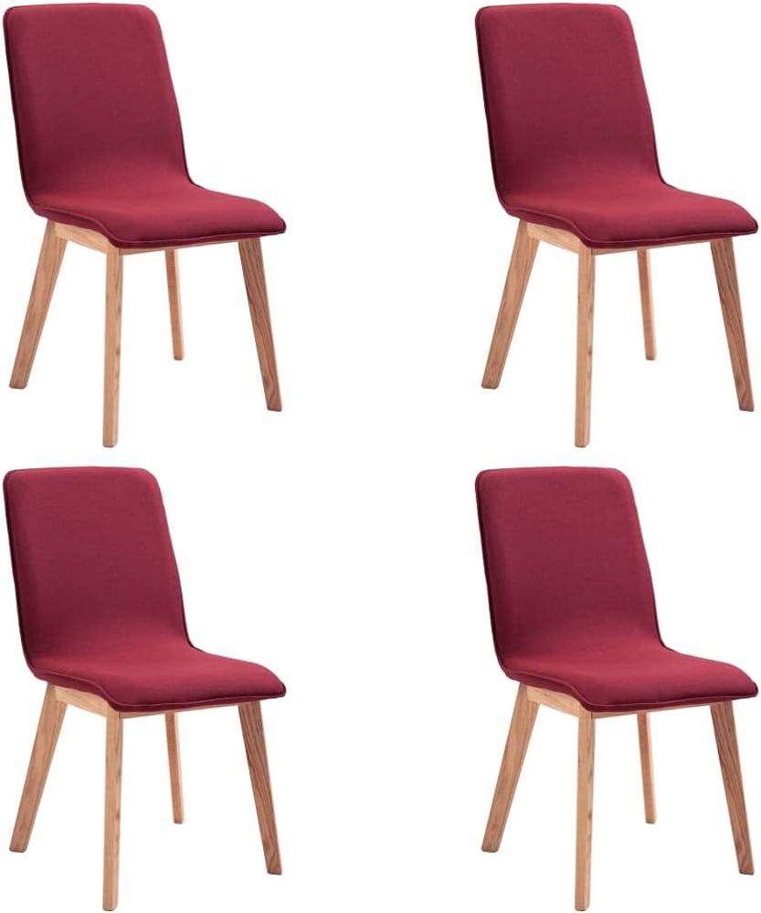 vidaXL Esszimmerstühle 4 Stk. Rot Stoff und Massivholz Eiche Bild 1