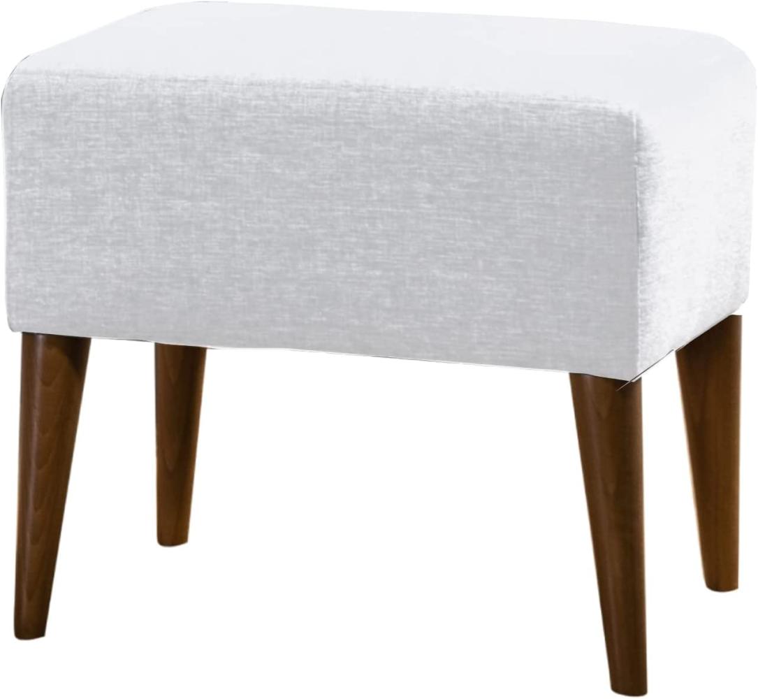 Gozos Mammo Sitzgruppe Series Ottoman | Hochwertig Pouf besteht aus Leinenstoff | Wohnzimmermöbel Dekorative und Comfortable Fußhocker | Relaxhcoker mit Holzbein | 50 x 46 x 45 cm | Creme Bild 1