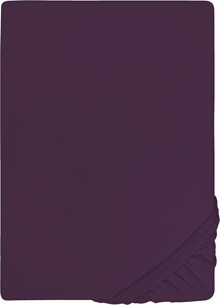 Biberna Jersey Elasthan Spannbettlaken Spannbetttuch 90x190 cm - 100x220 cm Dunkel Violett Bild 1