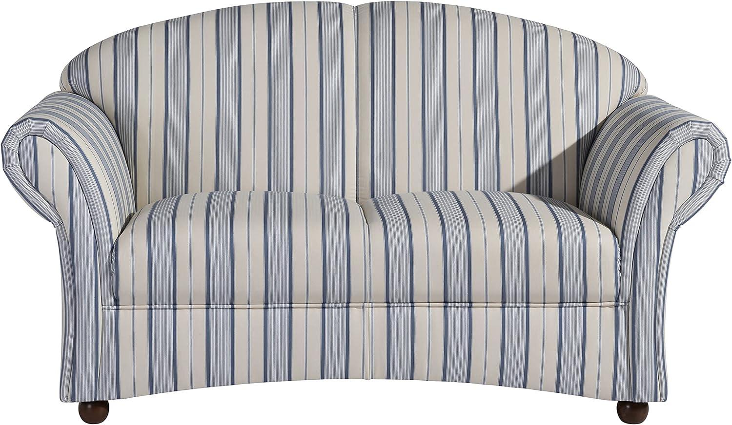 Corona Sofa 2-Sitzer Flachgewebe Blau Buche Nussbaumfarben Bild 1