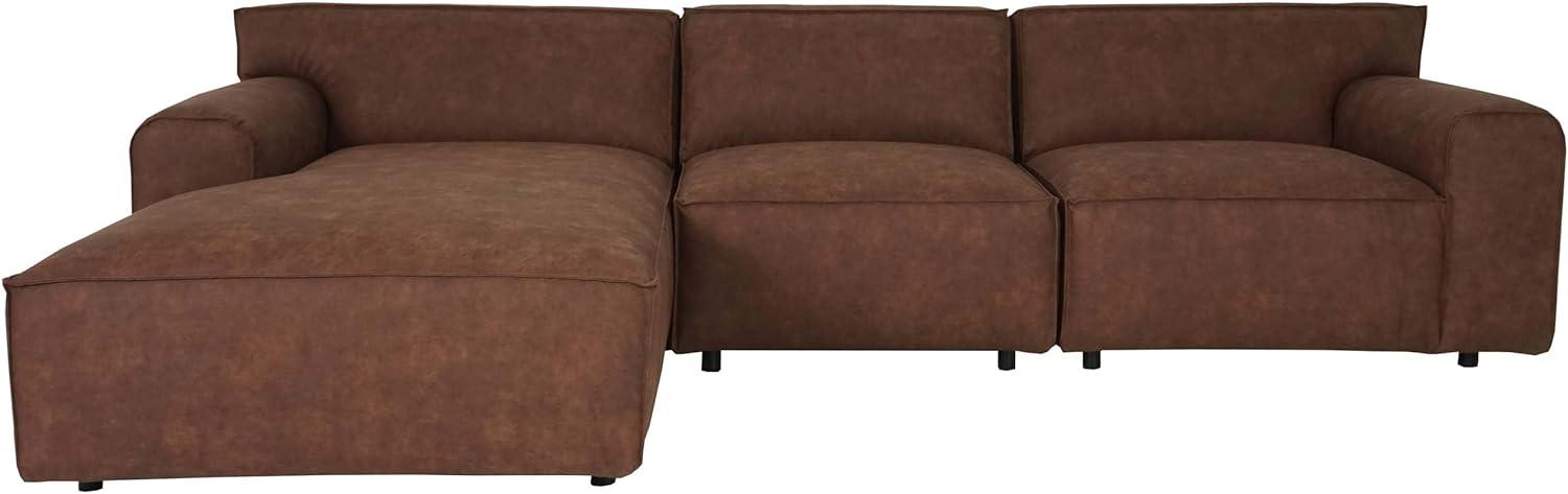 Ecksofa HWC-J59, Couch Sofa mit Ottomane links, Made in EU, wasserabweisend 295cm ~ Kunstleder grau Bild 1