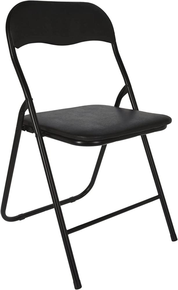 Klappstuhl Metall - schwarz - mit Kunststoffpolster und Lehne - gepolsteter Beistellstuhl Gäste Stuhl Bild 1