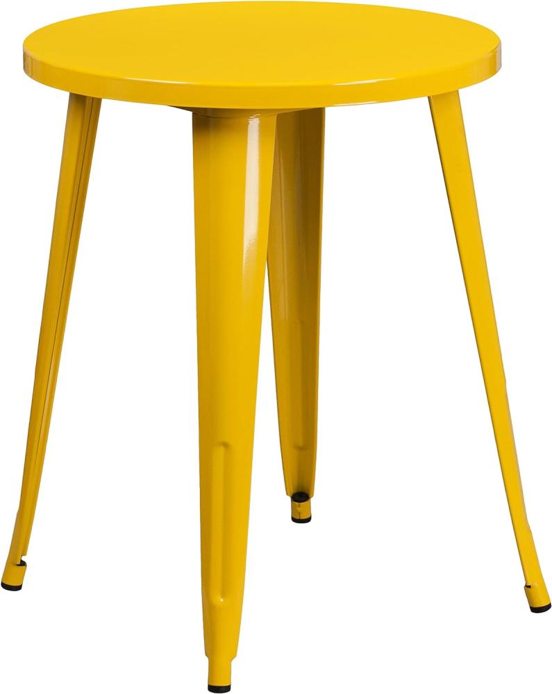 Flash Furniture Commercial Grade 24" Round Metal Indoor-Outdoor Table, Yellow Bild 1