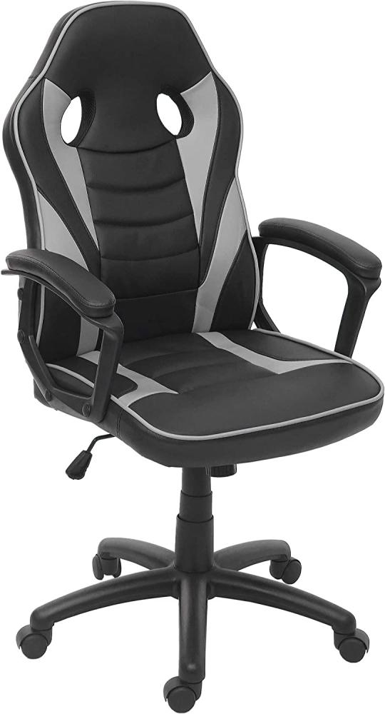 Bürostuhl HWC-F59, Schreibtischstuhl Drehstuhl Racing-Chair Gaming-Chair, Kunstleder ~ schwarz/grau Bild 1